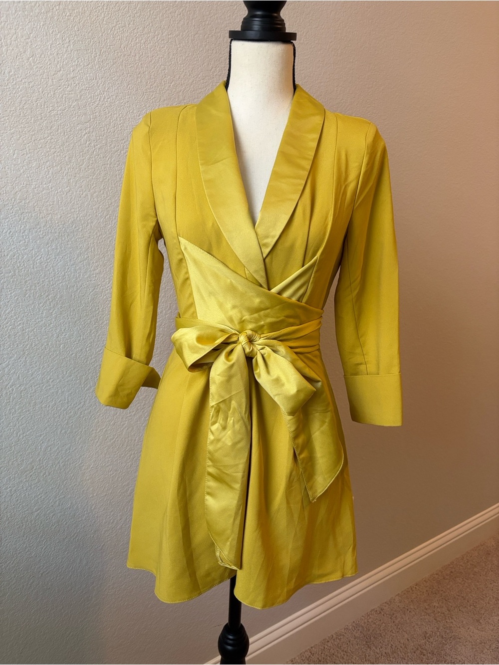 ASOS Yellow Wrap Romper with Satin Tie